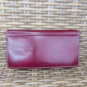 Fossil Red Smooth Leather Wallet Cards Cash Coins ID Vintage